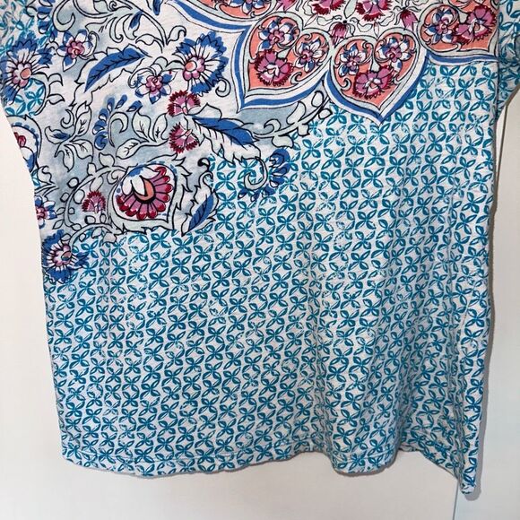 Talbots Women’s Linen Blend Colorful Pattern Tee Medium GUC - Picture 2 of 11